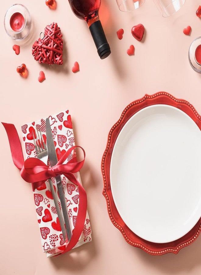 JarThenaAMCS 100 Sheet Valentine’s Day Guest Napkins Red Love Heart Disposable Napkins Watercolor Decorative Hand Paper Towel Napkins for Bathroom Party Supplies Table Decor, 4.3 x 7.8 Inch - Image 4